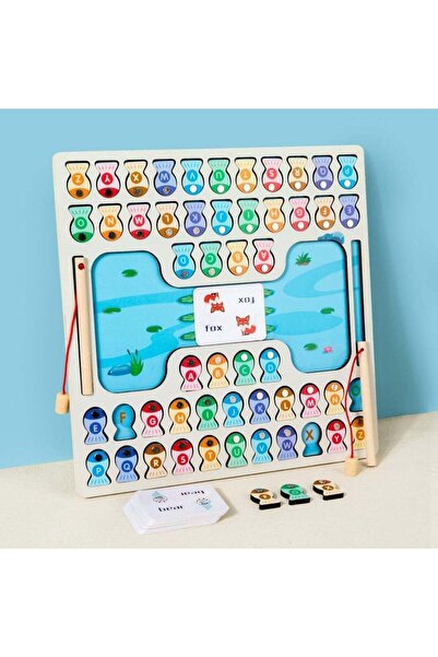 Arabest Wooden Magnetic Fishing Game for Toddlers,Montessori Alphabet ABC Col...
