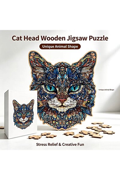 Generic Brand Wooden Cat Jigsaw Puzzle,Unique Irregular Animal‑Shaped Wood Pu...