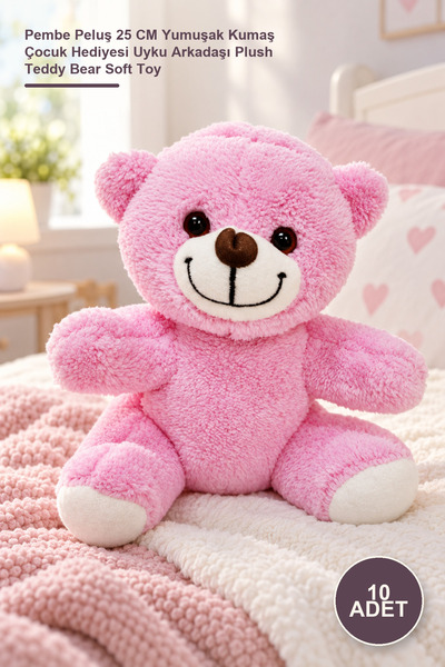 Yenilig 10 Pieces Plush Teddy Bear - Pink Plush 25 cm Soft Fabric Children's ...