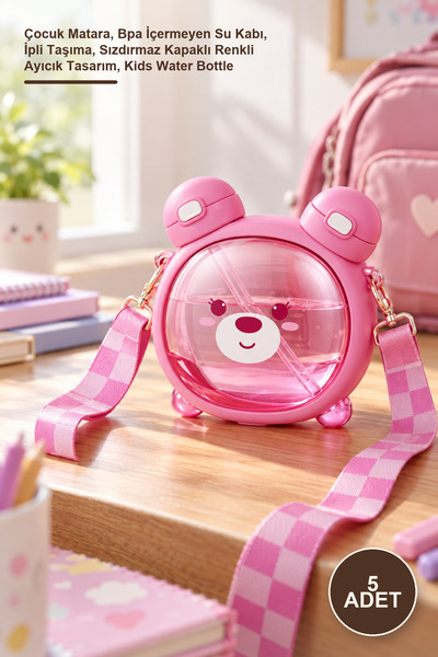 Yenilig 5 Pieces Teddy Bear Water Bottle – Children's Water Bottle, Bpa-Free ...