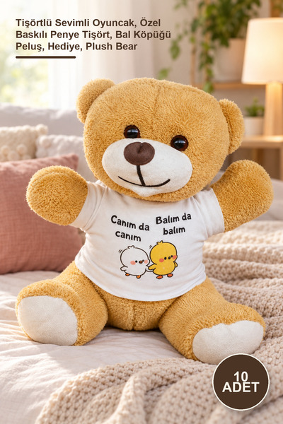 Yenilig 10 Pieces of Plush Teddy Bears – Cute Toy with T-Shirt, Custom Printe...