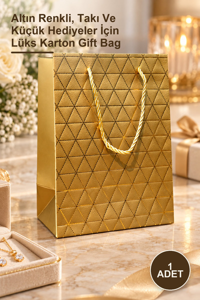 Yenilig 1 buc. Pungă cadou din carton de dimensiuni mini cu model geometric a...