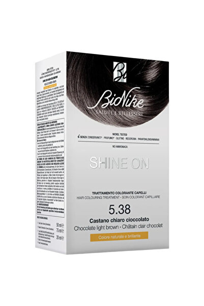 BioNike Shine On, Vopsea de păr permanentă, 538 Maro Ciocolatiu Deschis, 145 ml