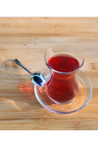 Paşabahçe Set ceai turcesc, Ceainic din Sticlă 900 ml, 6 pahare ceai turcesc, 6 farfurioare și 6 lingurite