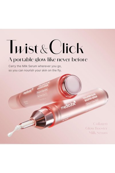 Medicube Collagen Glow Booster Serum - Hydrolyzed Collagen - Elastin Milk Protein Extract 1% - Twist & Click - Radiance & Hydration with Niacinamide - Illuminates & Firms Skin - Korean Skincare 15 ml