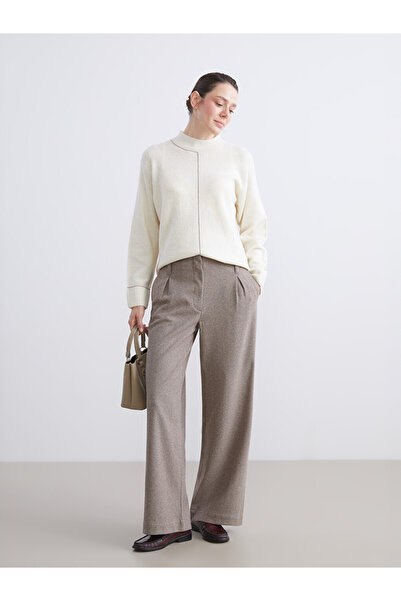 LC Waikiki Loose Fit Herringbone Patterned Trousers for Women