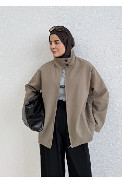 MODA AKSA 7762 POLEVİSKON FERMUARLI DÜĞMELİ CEKET VİZON