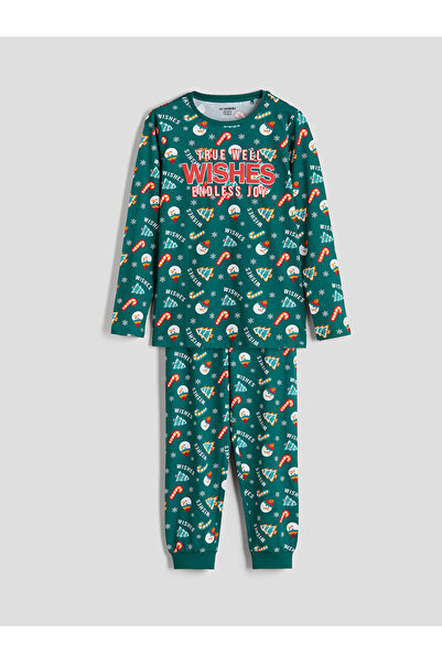 LC Waikiki Crew Neck New Year Themed Boys' Pajama Set