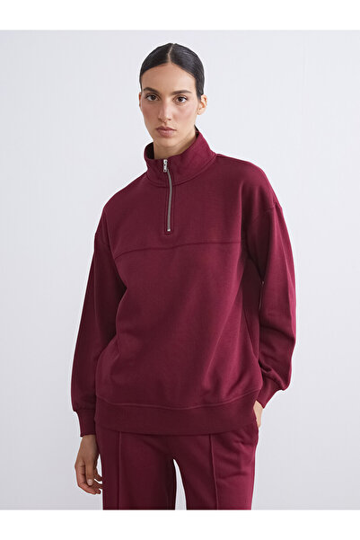 LC Waikiki Funnel Neck Oversized for Women Thick Sweatshirt Tunic