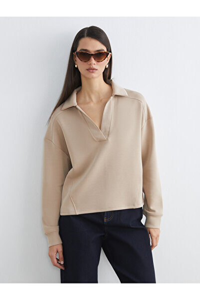 LC Waikiki Polo Collar Oversize Women's Sweatshirt