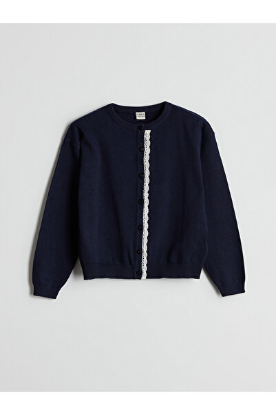 LC Waikiki Cardigan for Girls with Crew Neck and Lacing