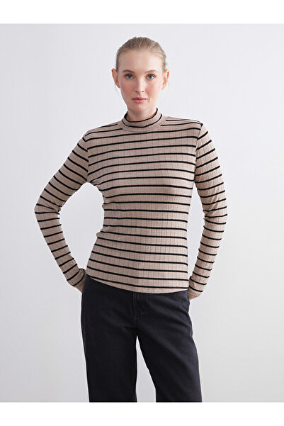 LC Waikiki Funnel Neck Striped Women's Bodysuit