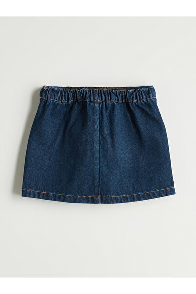 LC Waikiki Elastic Waistband and Star-Embroidered Denim Skirt for Girls