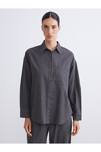 LC Waikiki Shirt Collar Oversized Women's Jeans Tunic