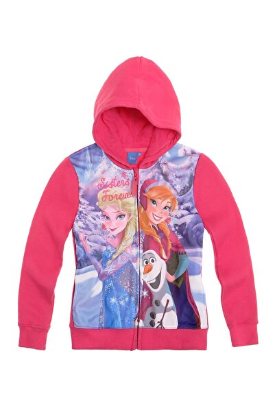 Disney Frozen Hanorac fucsia 4-10 ani cu glugă, interior flaușat, tricot 60% ...