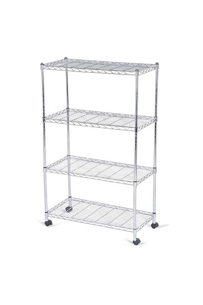 Own Buy Mobile 4-Shelf Storage Unit W/Wheels (76 x 36 x 120 cm, Silver)