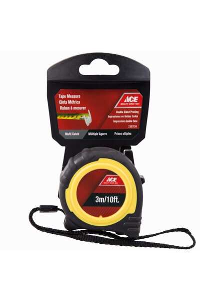 ACE 2-Position TPR Measuring Tape (300 cm, Black/Yellow)