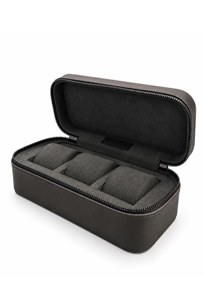 STAND MARKET 3-Zipper Watch Bag Pull up Synthetic Leather
