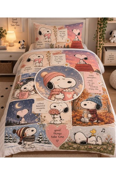 EVSEHOMES Snoppy Pattern, Single Duvet Cover Set (Without Sheets)
