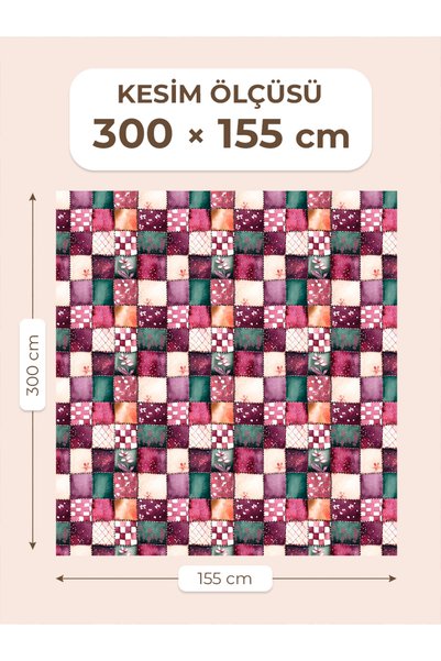 FabricMarket قماش ساتان قطني 100% - 300×155 سم - بنقوش زهرية وهندسية، بألوان العناب والوردي والفيروزي والكريمي