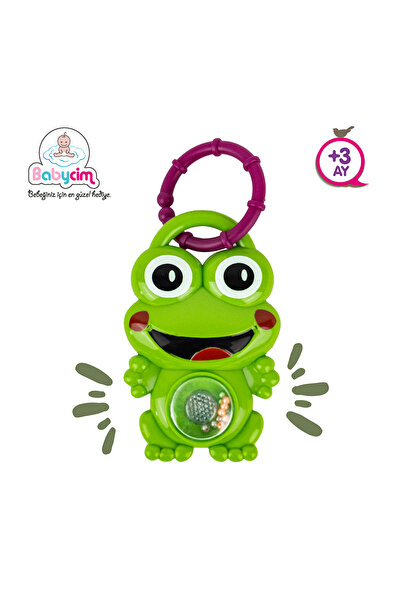 BABYCİM Kurbağa Figürlü Işıklı Sesli Çıngırak Bebek Oyuncağı +3 Ay