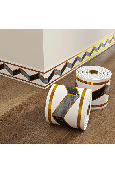 Bien Home 10x500 cm Beyaz Gold Gri Siyah Renkler Rulo Halinde Ek Yersiz Tek P...