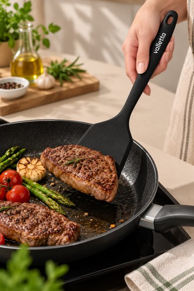 valletta Premium Isıya Dayanıklı Silikon Spatula – Siyah