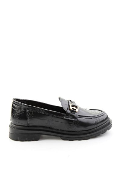 Bambi Siyah Kroko Kadın Loafer Ayakkabı K01179828111