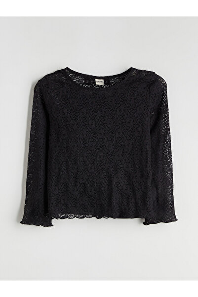 LC Waikiki Crew Neck Girls' Lace T-Shirt