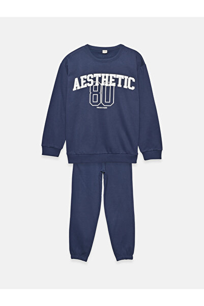 LC Waikiki Boys' Tracksuit Set with Crew Neck and Print