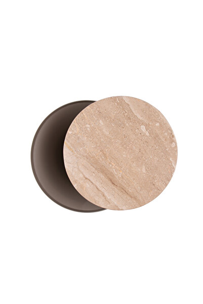 Blends Gray round side table made of marble and iron by Blanca