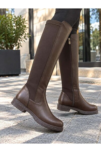 asmi shoes Γυναικείες μπότες London Brown από ύφασμα Diver που φτάνουν μέχρι ...