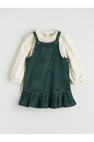 LC Waikiki Velvet Baby Girls' Apron Dress and Blouse