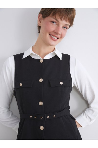 LC Waikiki Crew Neck Belt for Women Classic Suit Vest
