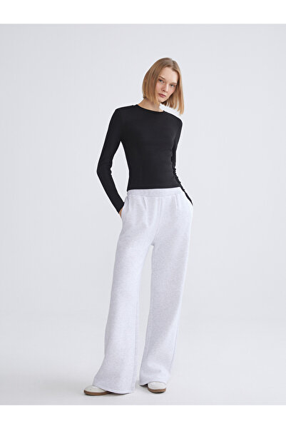 LC Waikiki Elastic Waist Wide Legs for Women Thick Jogging Bottoms