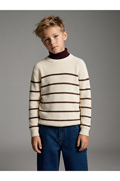 LC Waikiki Crew Neck Striped Boys Knit Sweater