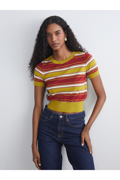 LC Waikiki Crew Neck Striped Women's Knit Sweater