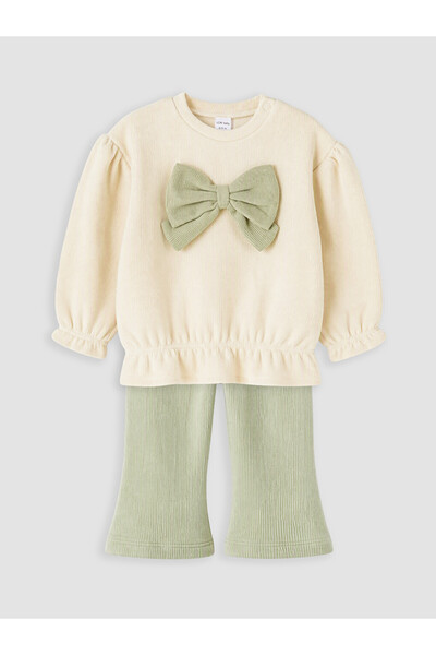 LC Waikiki Bow Detail Baby Girls' Sweatshirt and Leggings