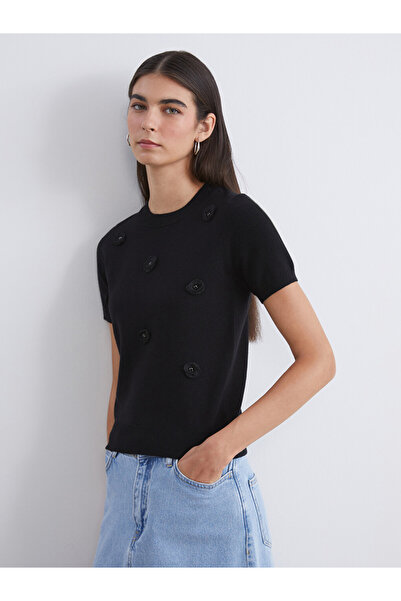 LC Waikiki Crew Neck Floral Embroidered Women's Knit Sweater