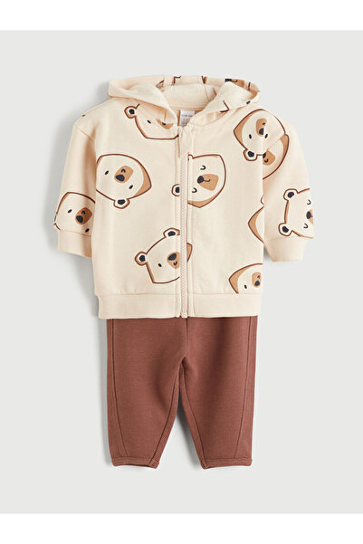 LC Waikiki Hooded Sweatshirt and Jogging Bottoms with Zip for Baby Boys