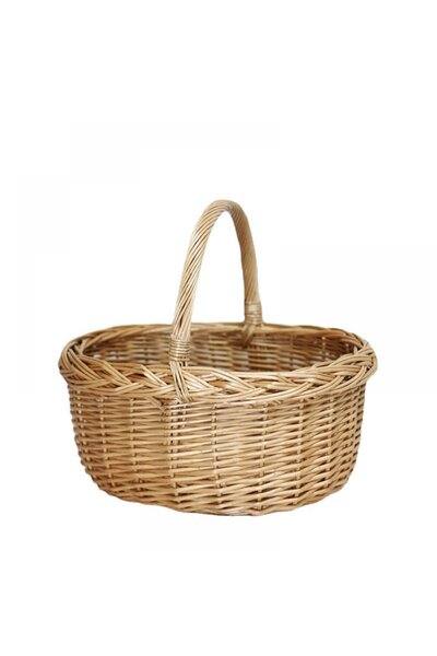 Noonedibs Coș de cumpărături împletit manual din ratan/bambus, 30 x 25 x 16 c...