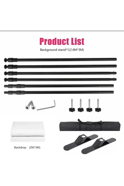 SH Double-Crossbar Backdrop Background Stand 2.4x3m Frame Support System With...