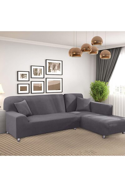 Noonedibs Husă de canapea elastică, 1 loc, lățime 90-140cm, gri, protecție pe...