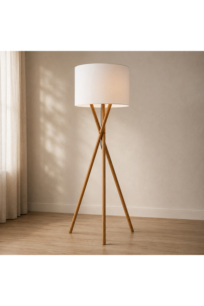 AlRugaib Furniture مصابيح أرضية خشبية ثلاثية الأرجل
