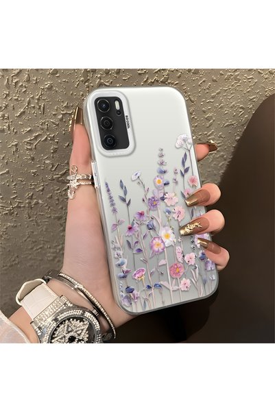 CHICASELUX Oppo A16/A16S Uyumlu açık mor lavanta ve kır çiçeği kılıf, yükselt...