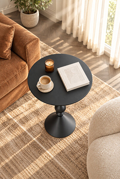 DONGHE Round Top Accent Side Table with Elegant Design ，Desktop diameter:40cm...