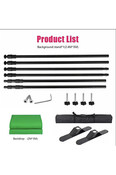 SH Double-Crossbar Backdrop Background Stand 2.4x3m Frame Support System With...