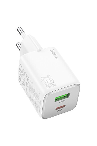 Hoco N 41 Φορτιστής Πρίζας, 20 W, 1 xUSB-C, 1 xUSB-A, PD, QC 3.0 - Λευκό