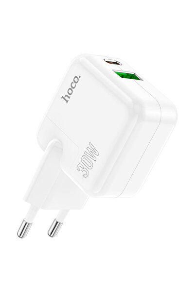 Hoco Φορτιστής Δικτύου C 111 A, 30 W, 1 xUSB-C, 1 xUSB-A, PD, QC 3.0 - Λευκό