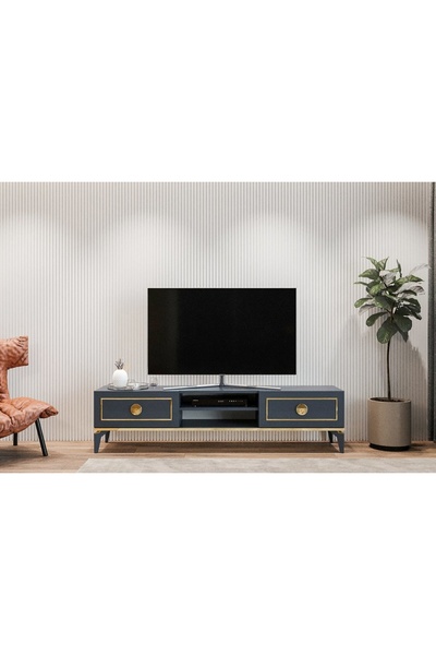 Vivense CEYLİN ANTRASİT MODERN LÜX TV ÜNİTESİ, 2 KAPAKLI RAFLI